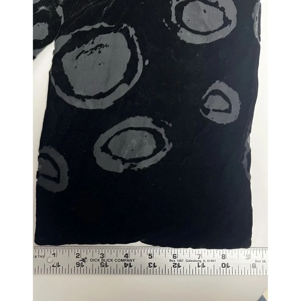 VTG Banana Republic Burnout Velvet Scarf Black‎ 90s Womens Silk Blend Circles